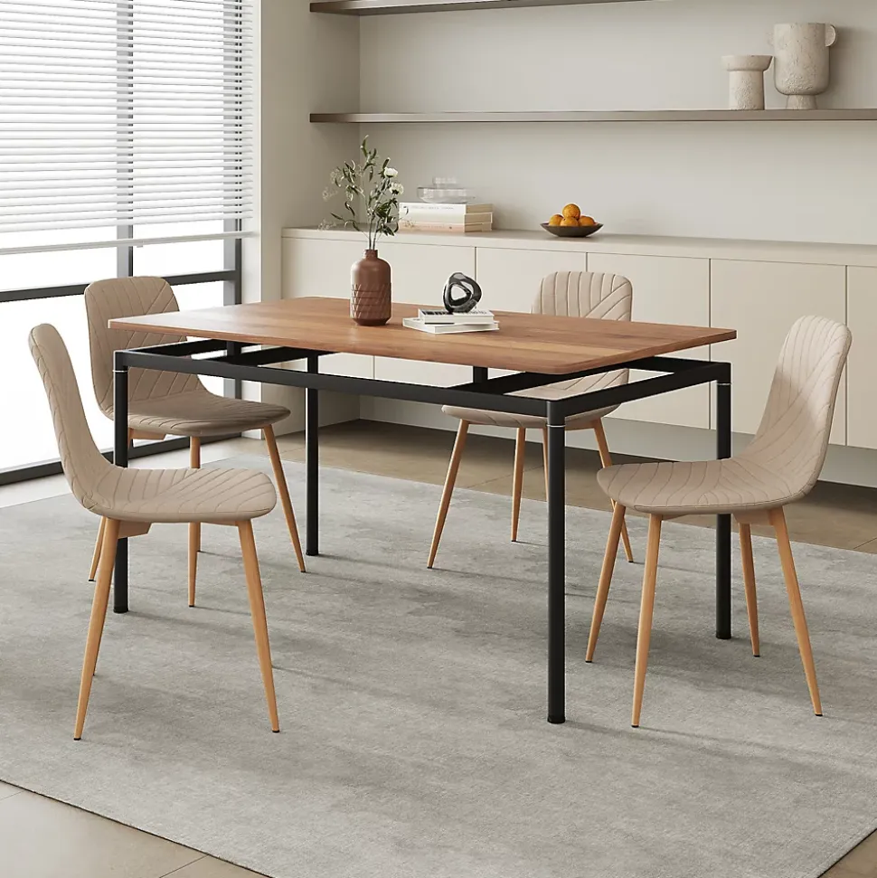 Ensemble de salle à manger Hemnes pour 4 personnes marron clair en.casa
