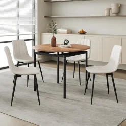 Ensemble de salle à manger Hemnes pour 4 personnes effet chêne / beige en.casa