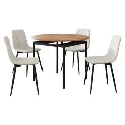 Ensemble de salle à manger Hemnes pour 4 personnes effet chêne / beige en.casa