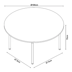 Ensemble de salle à manger Hemnes pour 4 personnes avec table ronde marron clair en.casa
