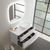 Ensemble de salle de bains L.104 cm meuble sous vasque version droite + plan de toilette blanc mat, Alba