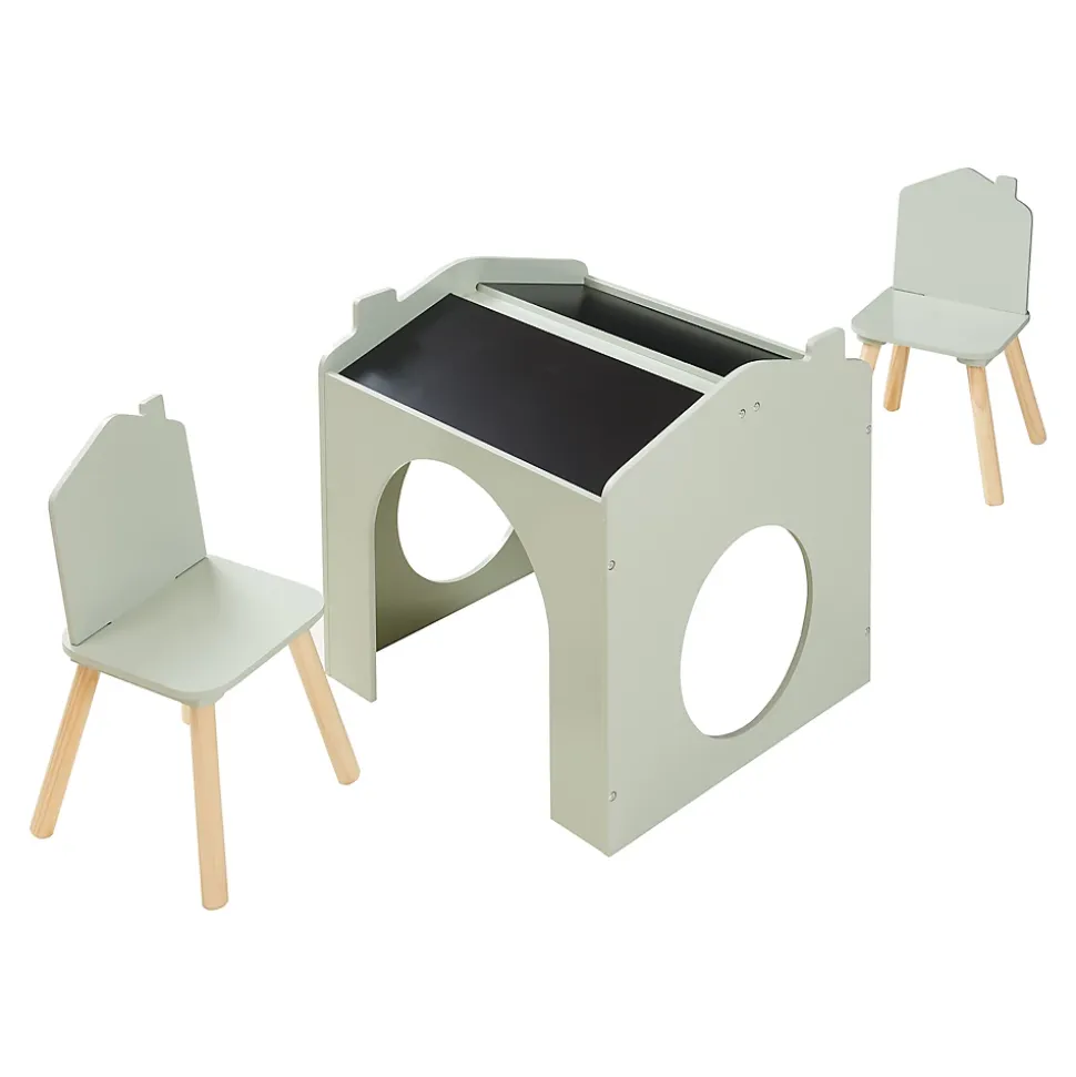 Ensemble de table de dessin et 2 chaises pour enfants Romso vert menthe en.casa