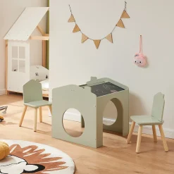Ensemble de table de dessin et 2 chaises pour enfants Romso vert menthe en.casa