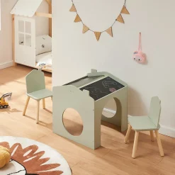 Ensemble de table de dessin et 2 chaises pour enfants Romso vert menthe en.casa