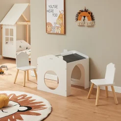 Ensemble de table de dessin et 2 chaises pour enfants Romso blanc en.casa