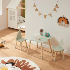 Ensemble de table et 2 chaises pour enfants Epim vert menthe en.casa