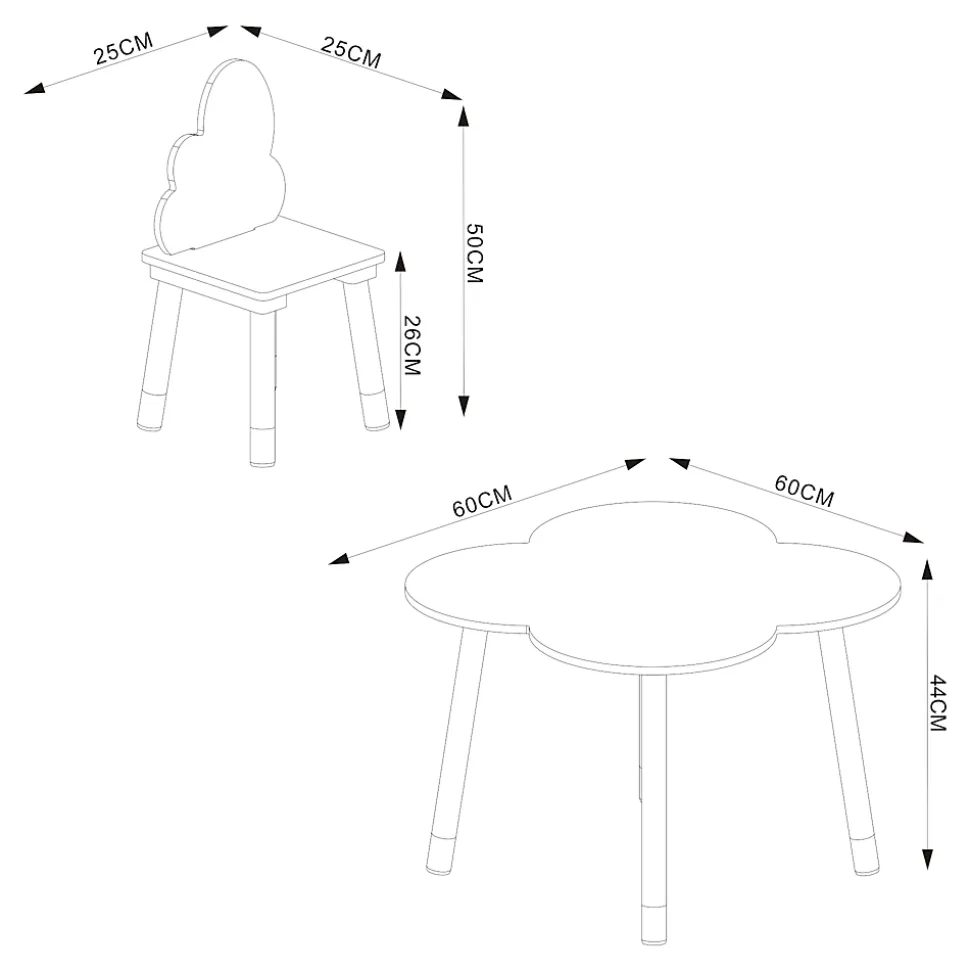 Ensemble de table et 2 chaises pour enfants Epim blanc en.casa