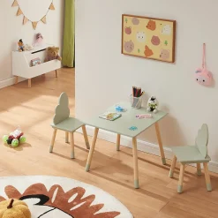 Ensemble de table et 2 chaises pour enfants Hovle vert menthe en.casa