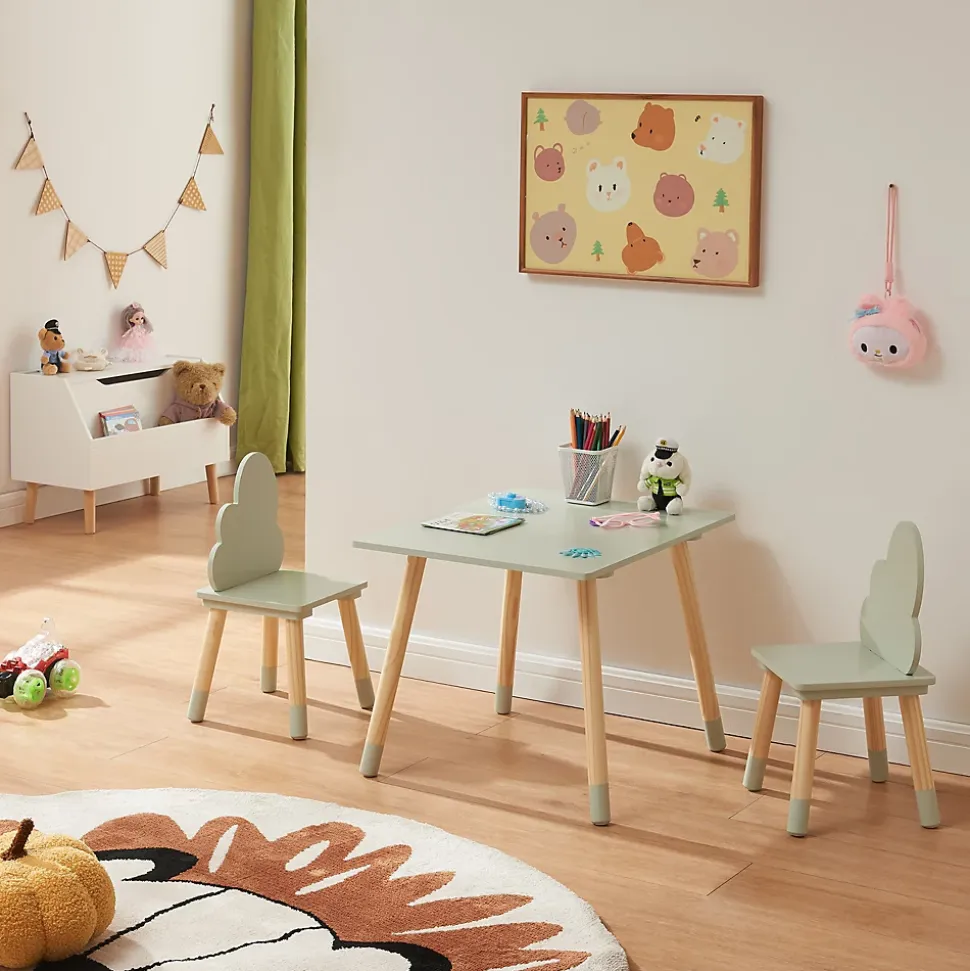 Ensemble de table et 2 chaises pour enfants Hovle vert menthe en.casa