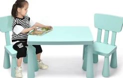 Ensemble de Table et Chaises pour Enfants Table et 2 Chaises en Plastique pour Activités étude Vert