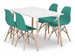 Ensemble de table rectangulaire Valora YURO blanc et vert pour salle à manger x4