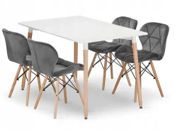 Ensemble de table rectangulaire Valora YURO blanc et gris pour salle à manger x4