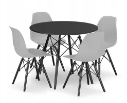 Ensemble de table ronde moderne noire Valora KOVA 80 (x4)