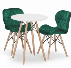 Ensemble de table Valora KOVA 60, blanc, rond, design moderne, pour salle à manger (x2)