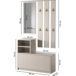 Ensemble d'entrée avec miroir 85 cm YESFIR cachemire