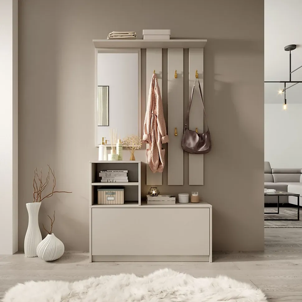 Ensemble d'entrée avec miroir 85 cm YESFIR cachemire