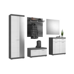 Ensemble dentrée SCOTT Meubles de rangement avec miroir et porte-manteaux