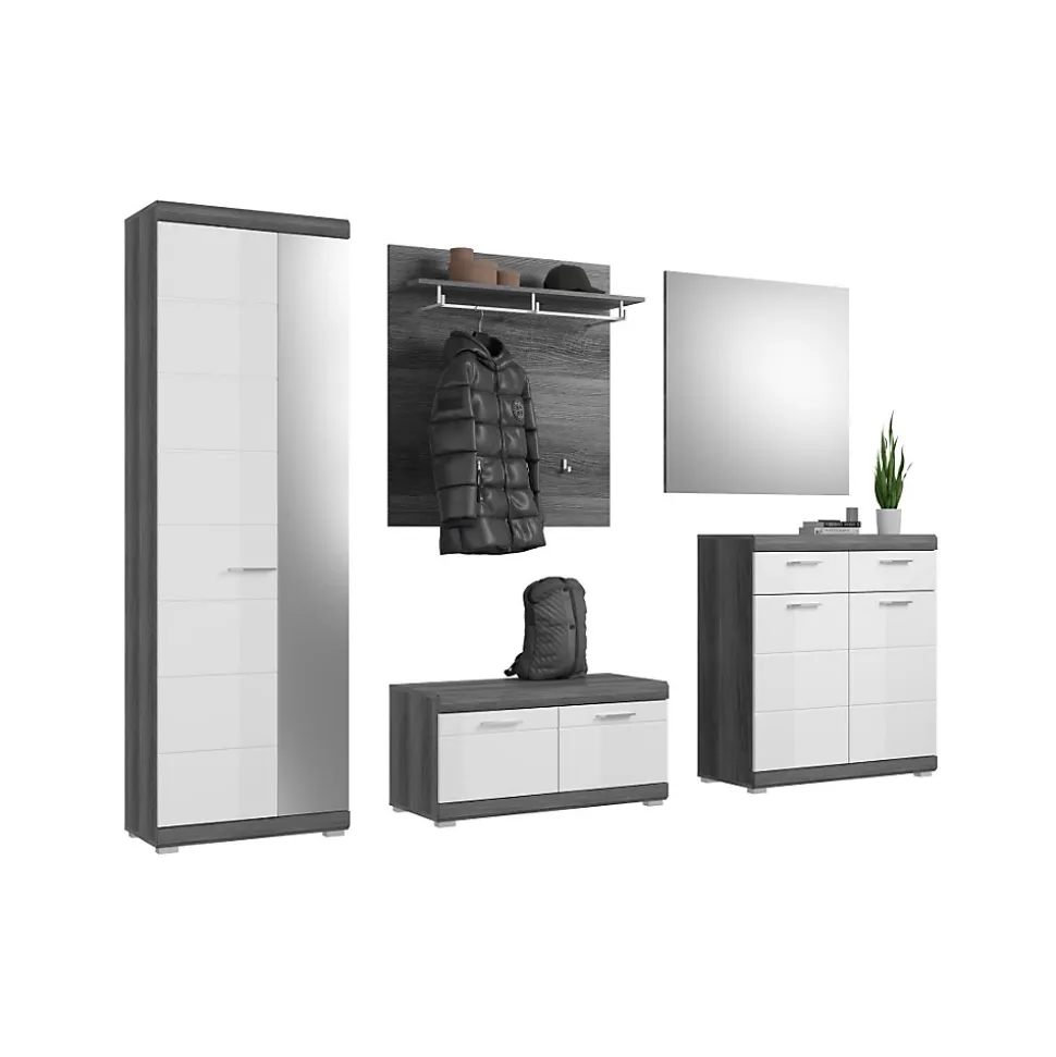 Ensemble dentrée SCOTT Meubles de rangement avec miroir et porte-manteaux