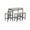 Ensemble design table haute, bar et 4 tabourets LE MANS. Set moderne type industriel, bois et métal.
