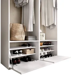Ensemble dressing avec 2 portes à chaussures et fond d'arrière réversible coloris chêne naturel, blanc