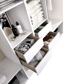 Ensemble dressing avec 4 tiroirs et fond d'arrière réversible coloris chêne naturel, blanc