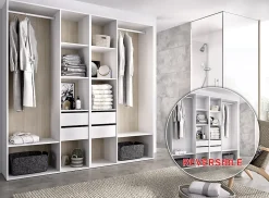 Ensemble dressing avec 4 tiroirs et fond d'arrière réversible coloris chêne naturel, blanc
