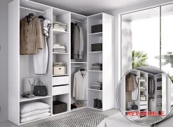 Ensemble dressing d'angle avec 2 tiroirs et fond d'arrière réversible coloris chêne naturel, blanc