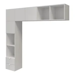 Ensemble en L colonne et caissons suspendus blancs GoodHome Atomia H. 187,5 x L. 187,5 x P. 37 cm
