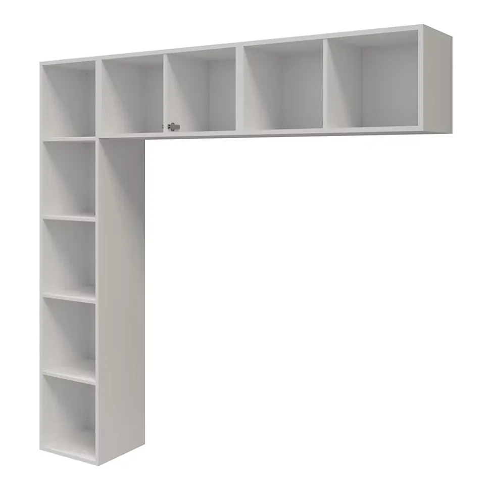 Ensemble en L colonne et caissons suspendus blancs GoodHome Atomia H. 187,5 x L. 187,5 x P. 37 cm