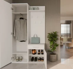 Ensemble entree avec miroir 100 cm blanc Duvio