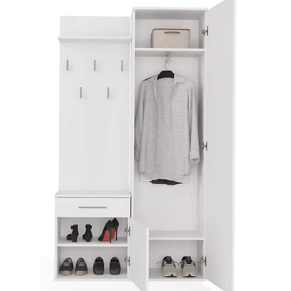 Ensemble entree avec miroir 100 cm blanc Duvio
