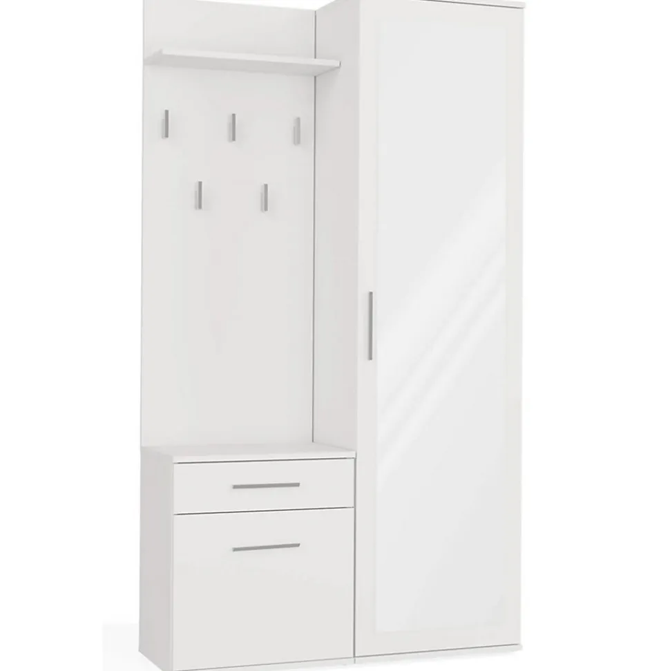 Ensemble entree avec miroir 100 cm blanc Duvio