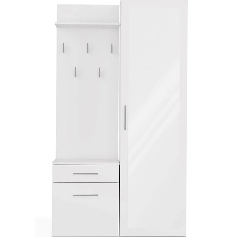 Ensemble entree avec miroir 100 cm blanc Duvio