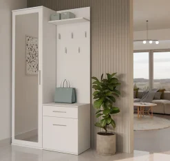Ensemble entree avec miroir 100 cm blanc Duvio