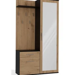 Ensemble entree avec miroir 100 cm chene artisan et gris Duvio