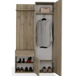 Ensemble entree avec miroir 100 cm chene sonoma Duvio