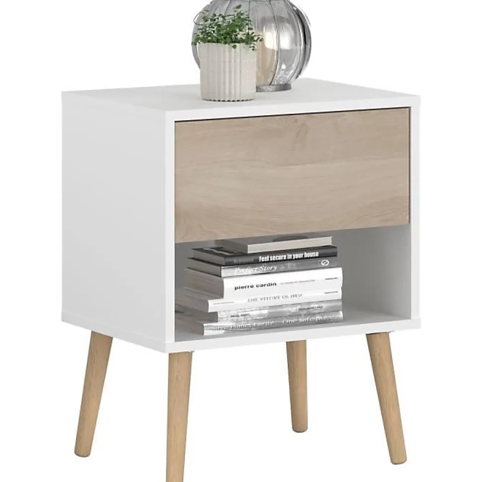 Ensemble lit AALBORG PARISOT 160x200 scandinave blanc et chêne