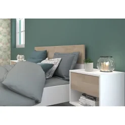 Ensemble lit AALBORG PARISOT 160x200 scandinave blanc et chêne