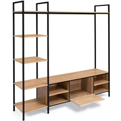 Ensemble meuble TV 170 cm DETROIT avec étagères design industriel