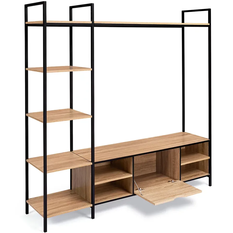 Ensemble meuble TV 170 cm DETROIT avec étagères design industriel