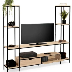 Ensemble meuble TV 164 cm DETROIT avec étagères design industriel