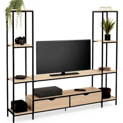 Ensemble meuble TV 164 cm DETROIT avec étagères design industriel
