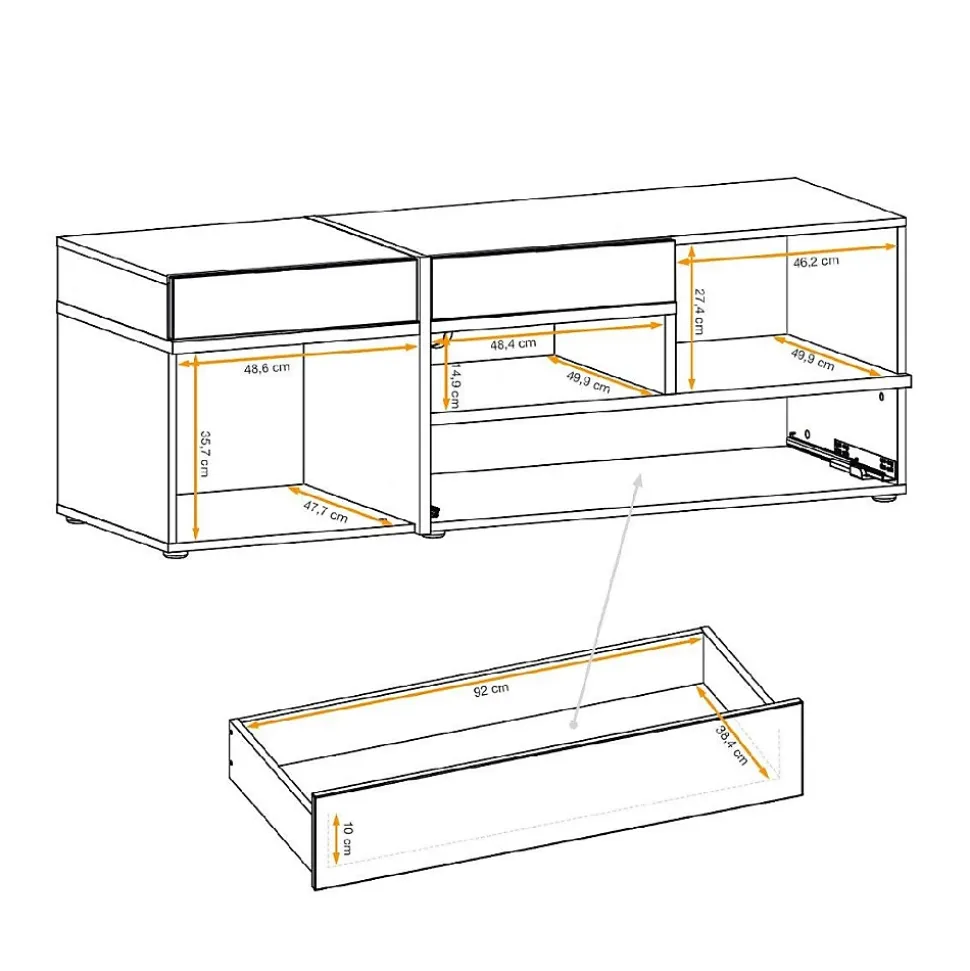 Ensemble Meuble TV Design "Cross" 330cm Naturel