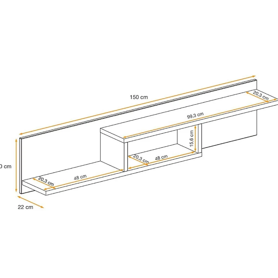 Ensemble Meuble TV Design "Cross" 330cm Naturel