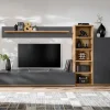 Ensemble Meuble TV Design "Skill" 240cm Anthracite & Naturel