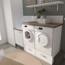 Ensemble meubles buanderie - Emplacements lave-linge et sèche-linge surélevés - B10