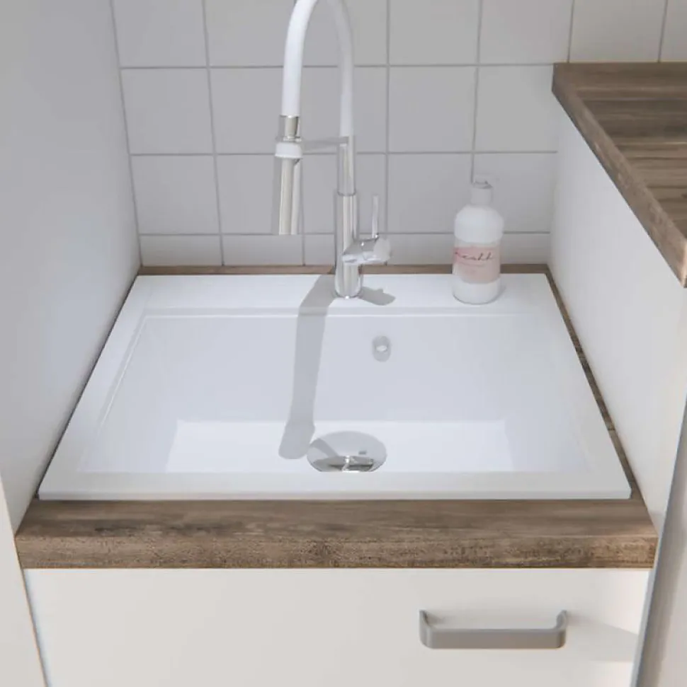 Ensemble meubles buanderie - Emplacements lave-linge et sèche-linge surélevés - B10
