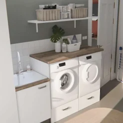 Ensemble meubles buanderie - Emplacements lave-linge et sèche-linge surélevés - B10