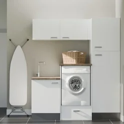 Ensemble meubles buanderie avec emplacement lave-linge surélevé - B07