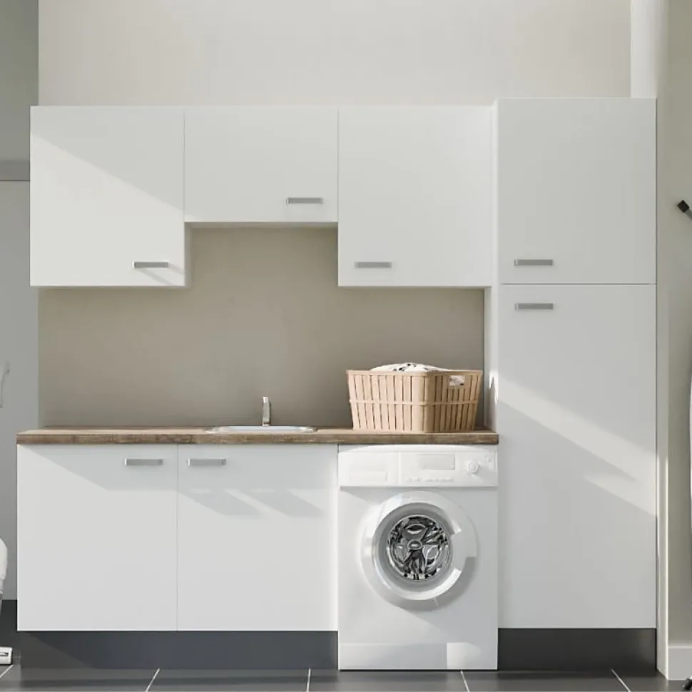 Ensemble meubles buanderie avec emplacement lave-linge - B04